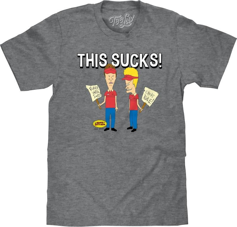 Beavis and Butthead This Sucks! T-Shirt - Graphite Gray Heather graphic tee