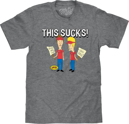 Beavis and Butthead This Sucks! T-Shirt - Graphite Gray Heather graphic tee