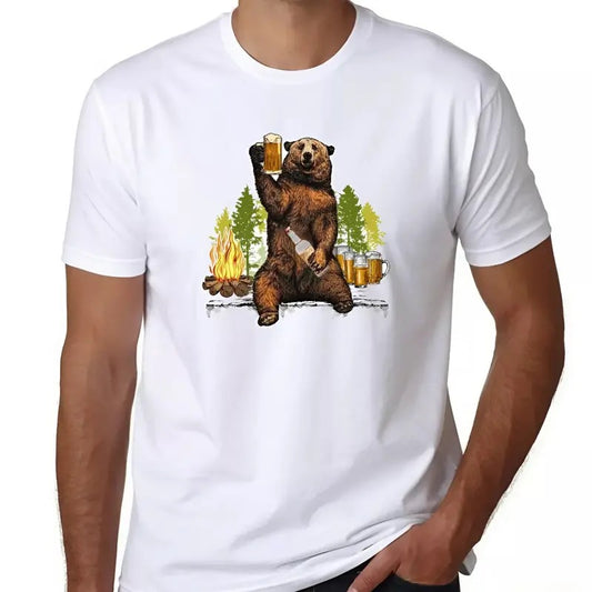Beer Bear T-Shirt Drunk Bear PartySummer Tee Cotton Menswear Top Decoration Hoodie, Sweatshirt | InkThreadWorks.com