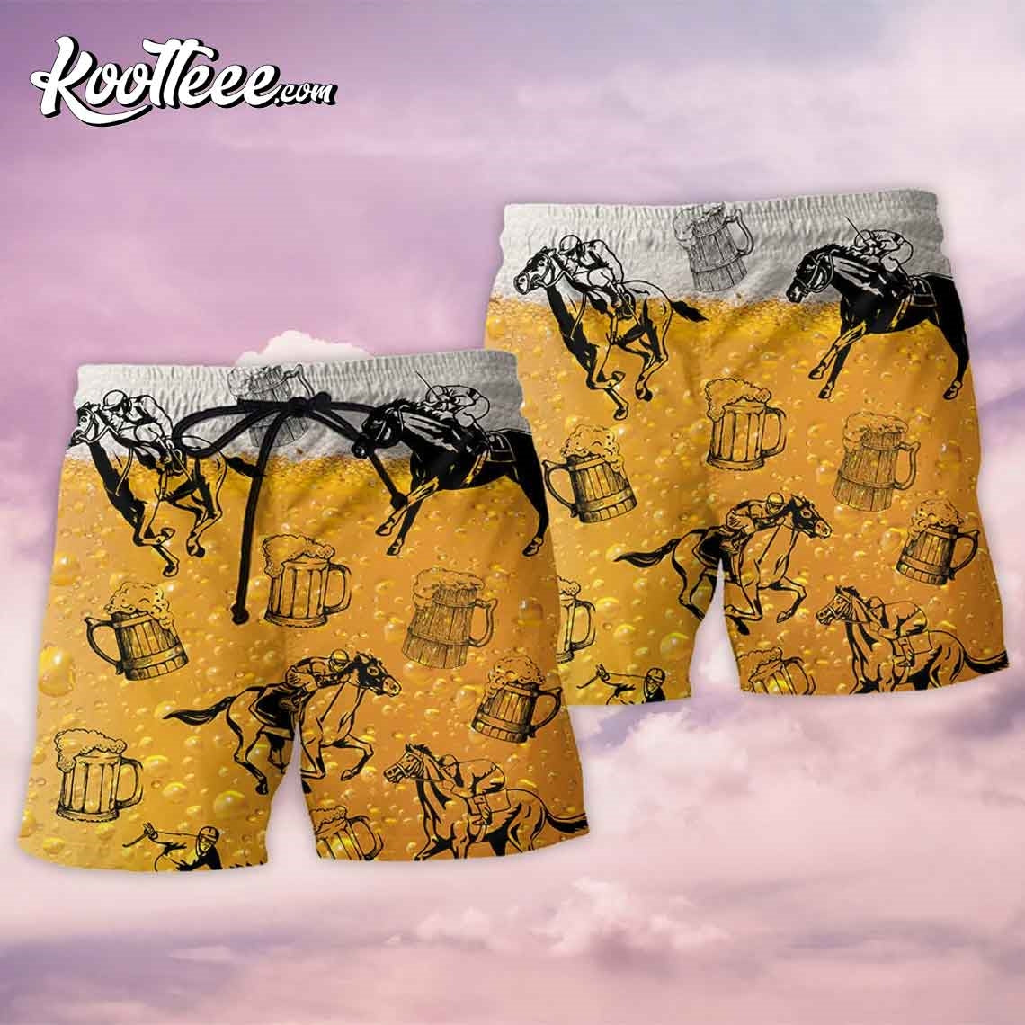 Beer Days Horse Racing And Beer Hawaiian Shirt And Shorts