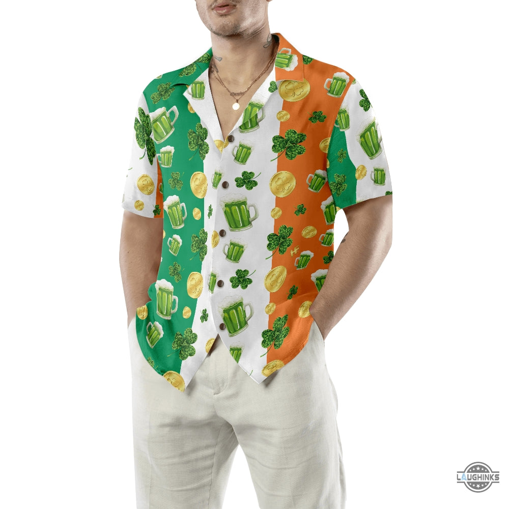 Beer Shamrock And Coin St Patricks Day Hawaiian Shirt Aloha Summer Beach Button Up Shirts And Shorts Gift