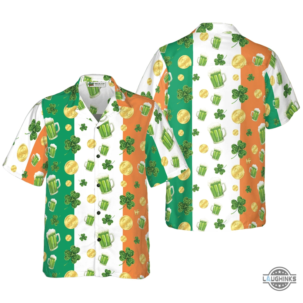 Beer Shamrock And Coin St Patricks Day Hawaiian Shirt Aloha Summer Beach Button Up Shirts And Shorts Gift