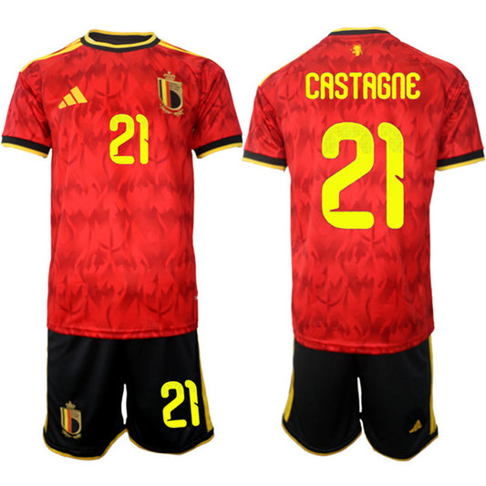 Belgium National Team #21 Timothy Castagne Red 2026 World Cup Home Soccer Jersey