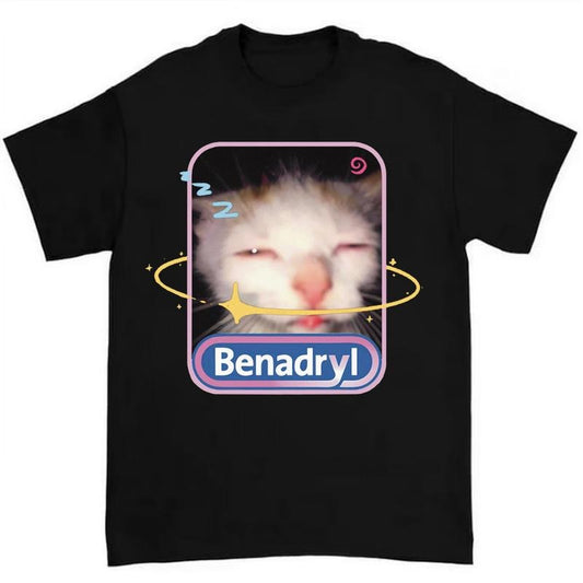 Benadryl Cat T-Shirt Highlighting Hilarious and Adorable Meme Artwork Hoodie, Sweatshirt | InkThreadWorks.com