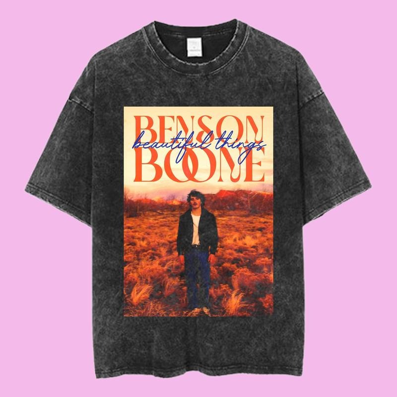 Benson Boone Beautiful Things Graphic Tee, Sunset Album Cover Aesthetic T-Shirt, Indie Pop Artist Shirt, Unisex Menswear Womenswear Top, Retro Concert Merch