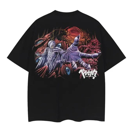 Berserk "Femto's Awakening" Heavyweight Vintage Tee 100% Cotton OVERSIZED Anime T-shirt Men's Casual Cotton T-Shirt Menswear Top Tshirt Streetwear Tropical Crewneck Black Baggy Shortsleeve Loose