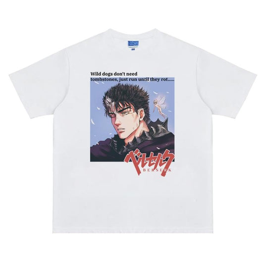 Berserk "Guts' Journey" Vintage Oversized Tee Anime T-shirt 100% Cotton Original Design Men's Top Streetwear Casual Menswear Tshirt