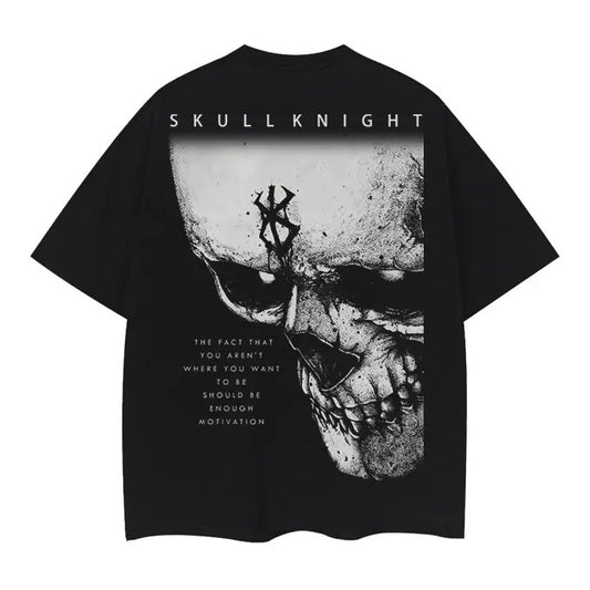 Berserk "Skeleton Knight" Vintage Oversized Tee Anime T-shirt 100% Cotton Original Design DTG Printing baggy  compression  clothes Top Casual Black Man Streetwear Crewneck Menswear Tshirt Fathersdaygift Gamis
