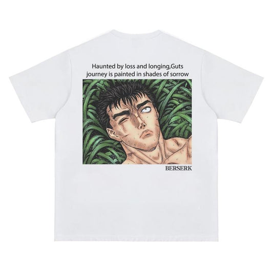 Berserk "Sorrowful Journey" Vintage Oversized Tee Anime T-shirt 100% Cotton Original Design Men's Top Streetwear Casual Menswear Tshirt