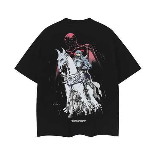 Berserk "White Knight Griffith" Heavyweight Vintage Tee 100% Cotton OVERSIZED Anime T-shirt Menswear Top vintage shirt crew necks Casual Streetwear Black Baggy Crewneck Tshirt Tropical Shortsleeve Loose