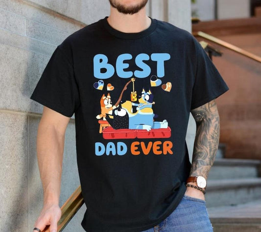 Best Dad Ever Shirt, Funny Bluey Daddy Vintage Shirt, Bluey Dad Retro Tee, Bluey Family Shirt, Cooler Dad Tee, Fathers Day Gift, Unisex T-Shirt, Gifts For Father Dad, Short Sleeve Tee Shirt, Gifts For Birthday