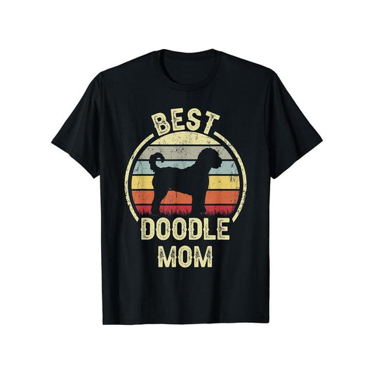 Best Dog Mom Ever" Vintage Goldendoodle Graphic Tee - 100% Cotton, Crew Neck, Short Sleeve T-Shirt for Men - Casual Summer Wear made in usa