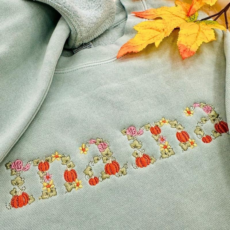 'Best Mama in the Pumpkin Patch' Embroidered Cozy Crew