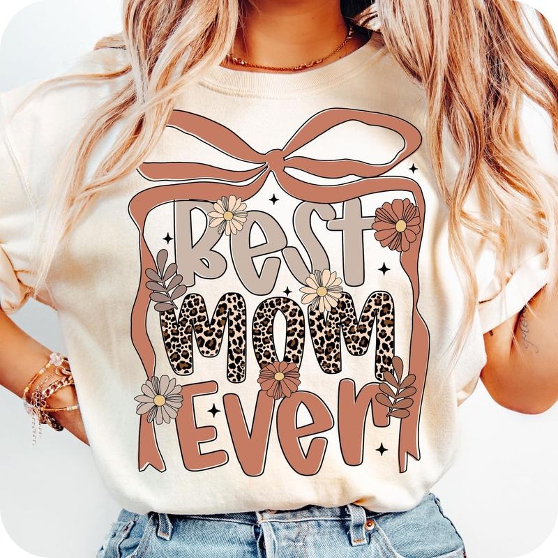 Best Mom Ever Coquette T-Shirt, Retro Mama T-Shirt, Mom T-Shirt, Boho Floral Mom T-Shirt, Mama Shirt T-Shirt, Mother's Day T-Shirt