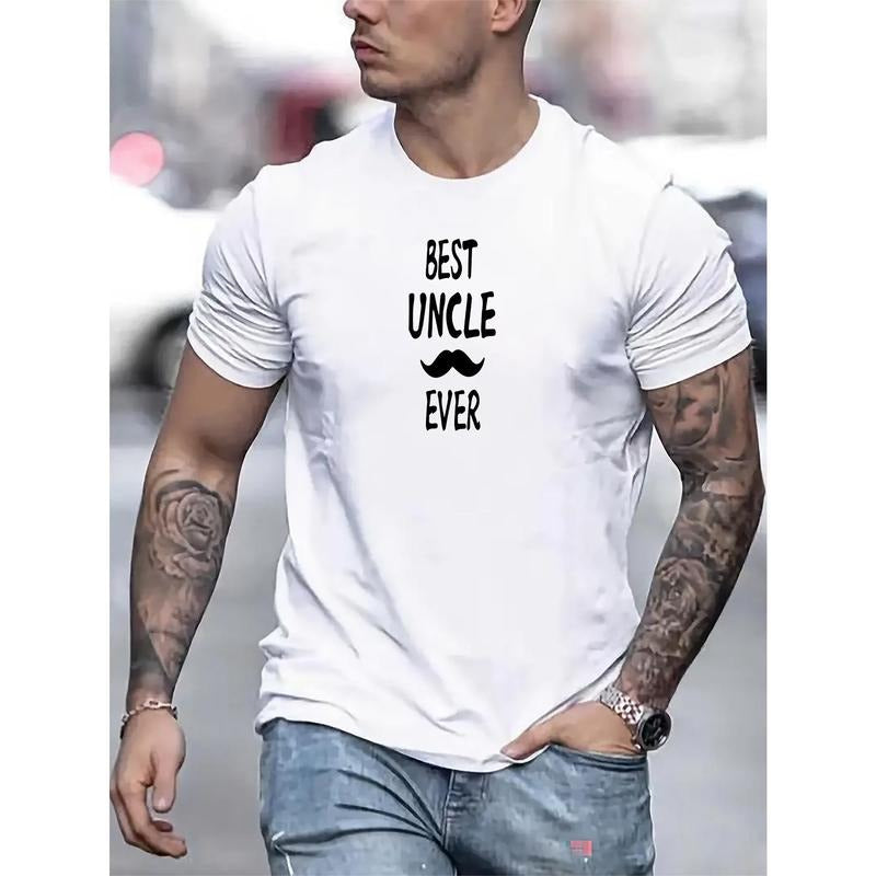 Best Uncle Ever Print T Shirt, Tees For Men, Casual Short Sleeve T-shirt For Summer Made in USA Hoodie, Sweatshirt