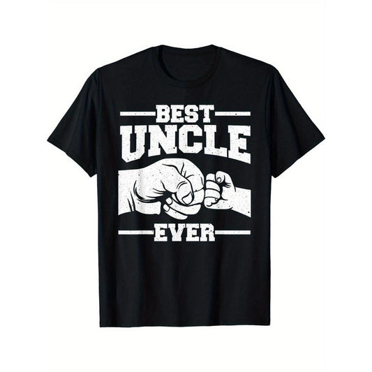 [Best Uncle Ever Tee] 1pc Best Uncle Ever - 100% Cotton Graphic Tee - Casual Printed Top for All Seasons, Adult Unisex Fit Made in USA