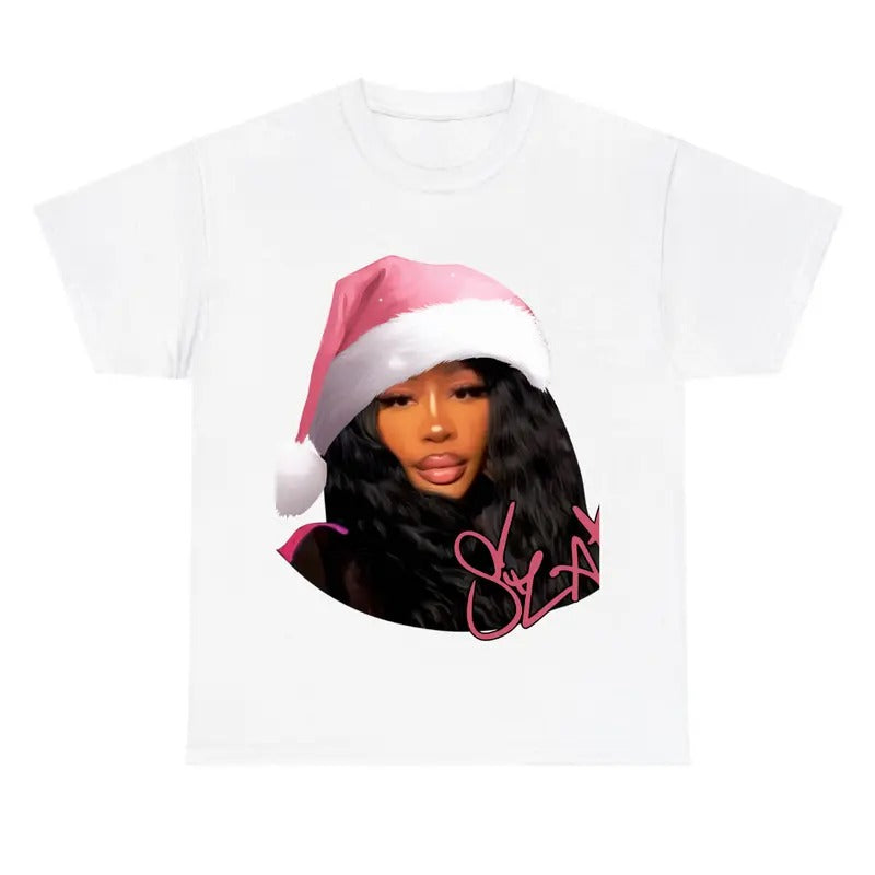 Big Face Sza Pink Kittyy Cute Christmas White T-Shirt Hoodie, Sweatshirt | InkThreadWorks.com