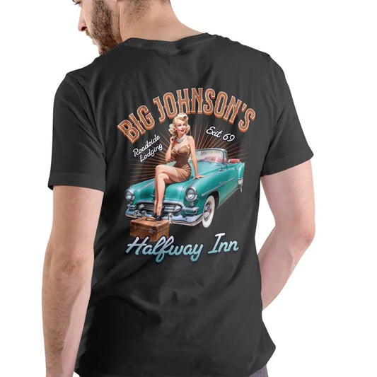 Big Johnson's Halfway Inn short sleeve T Shirt Casual Menswear Hoodie, Sweatshirt | InkThreadWorks.com