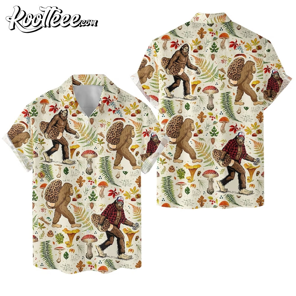 Bigfoot with Morel Mushroom Hawaiian Shirt