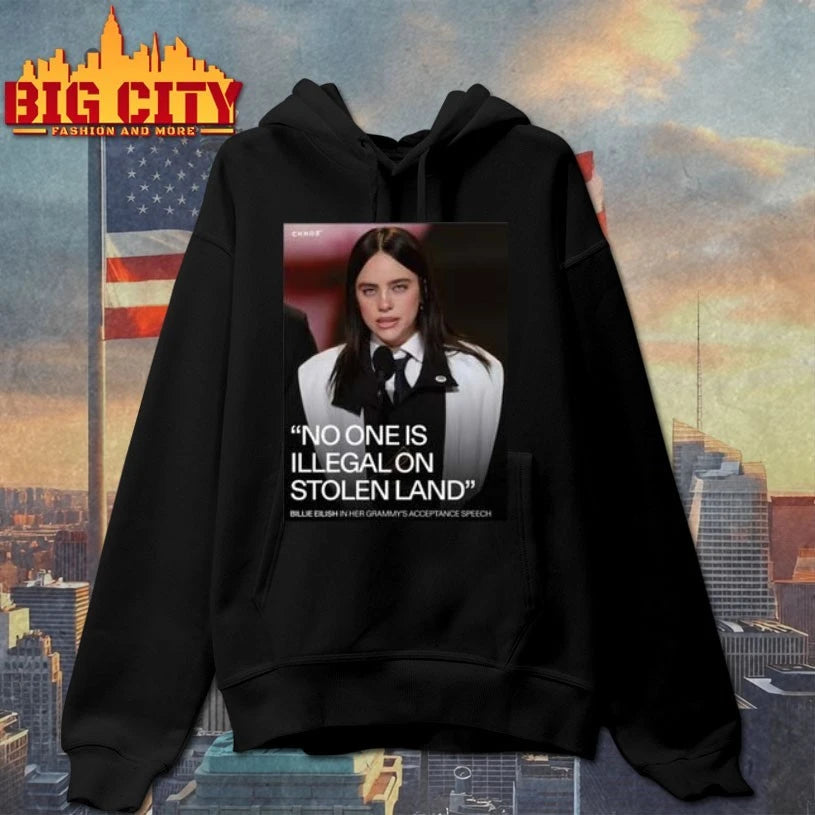 Billie Eilish no one is illegal on stolen land t-shirt