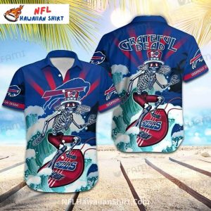 Bills Aloha Shirt - Grateful Dead Skeleton With Surfboard Theme
