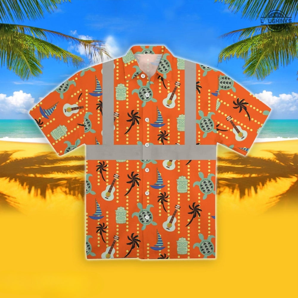 Hi Vis Aloha Shirt High Visibility Clothing Inspired By Construction Vest Turtle Orange Hi Vis Summer Gift Hi Vis Hawaiian Shirt Hi Vis Jacket Cosplay Shirts And Shorts