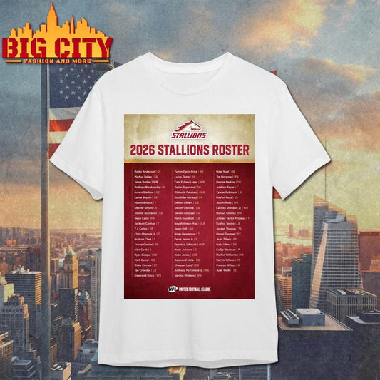 Birmingham Stallions United Football League 2026 Stallions Roster Poster Shirt