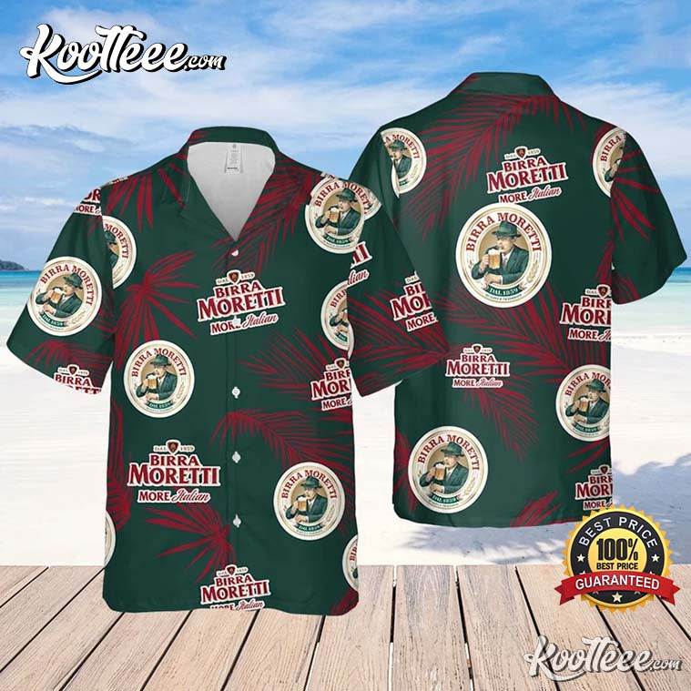 Birra Moretti Palm Leaves Pattern Hawaiian Shirt