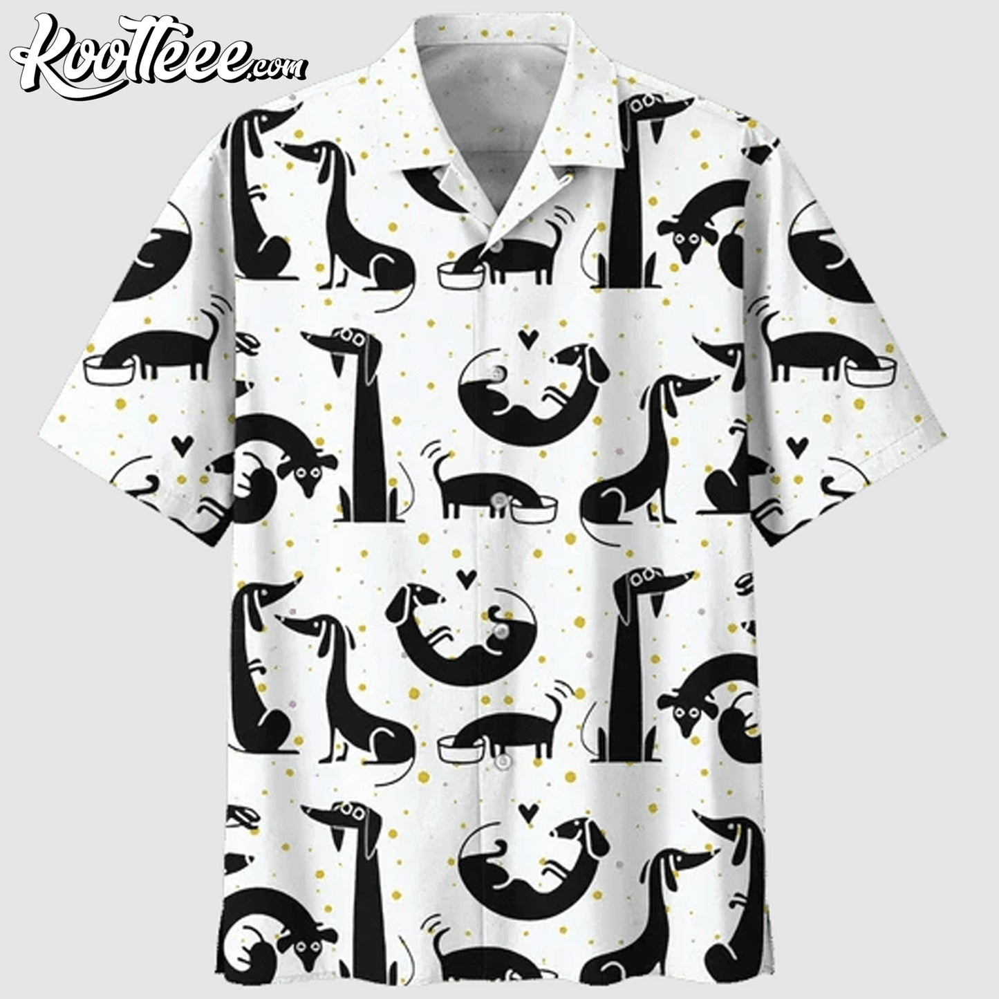 Black And White Dachshund Hawaiian Shirt