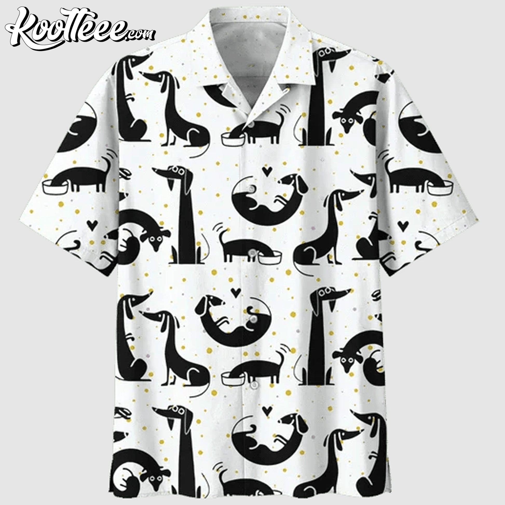 Black And White Dachshund Hawaiian Shirt