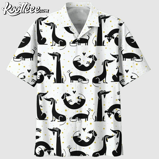 Black And White Dachshund Hawaiian Shirt