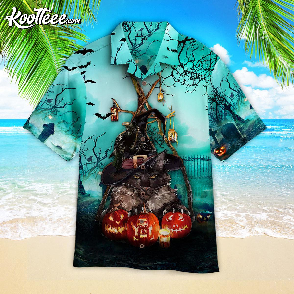 Black Cat And Pumpkin Happy Halloween Hawaiian Shirt