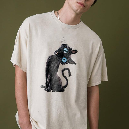 Black Cat Shirt, Y2K Womens Fitted Tshirts, Coraline Sweatshirt, Retro Shirt, Vintage Movie Tops, Cute Film Tshirt, Gift for Cat Lovers, Cute