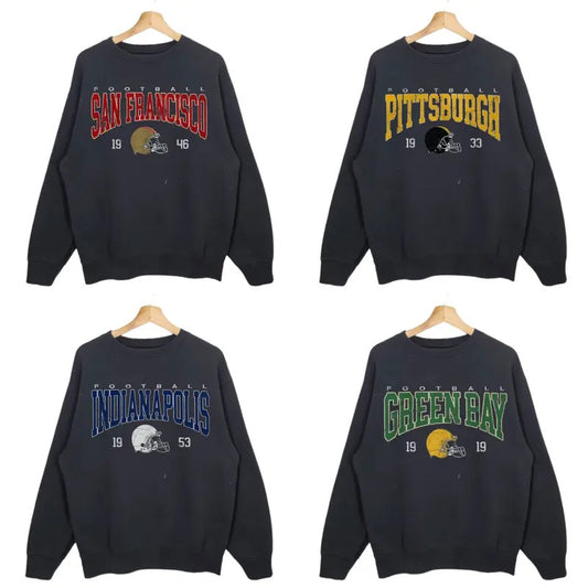 Black Crewneck Sweatshirt - Classic Fit for All Football Teams