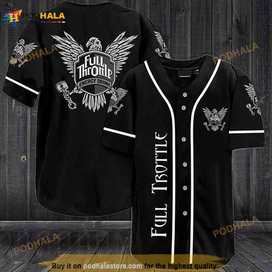 Black Full Throttle 3D Baseball Jersey