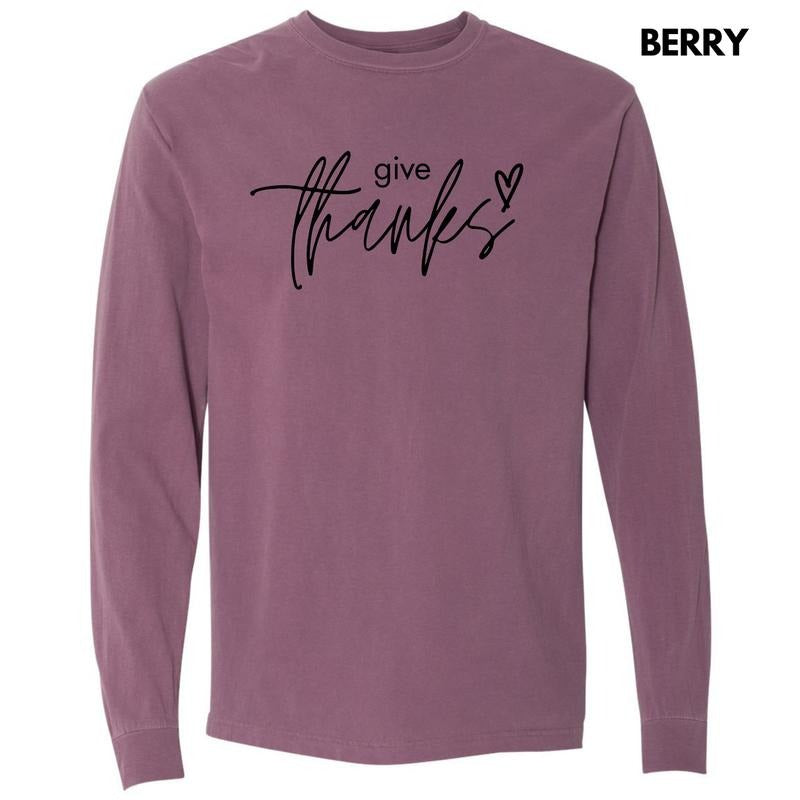 Black Give Thanks Long Sleeve Comfort Colors T-Shirt 'NLB' Hoodie, Sweatshirt | InkThreadWorks.com