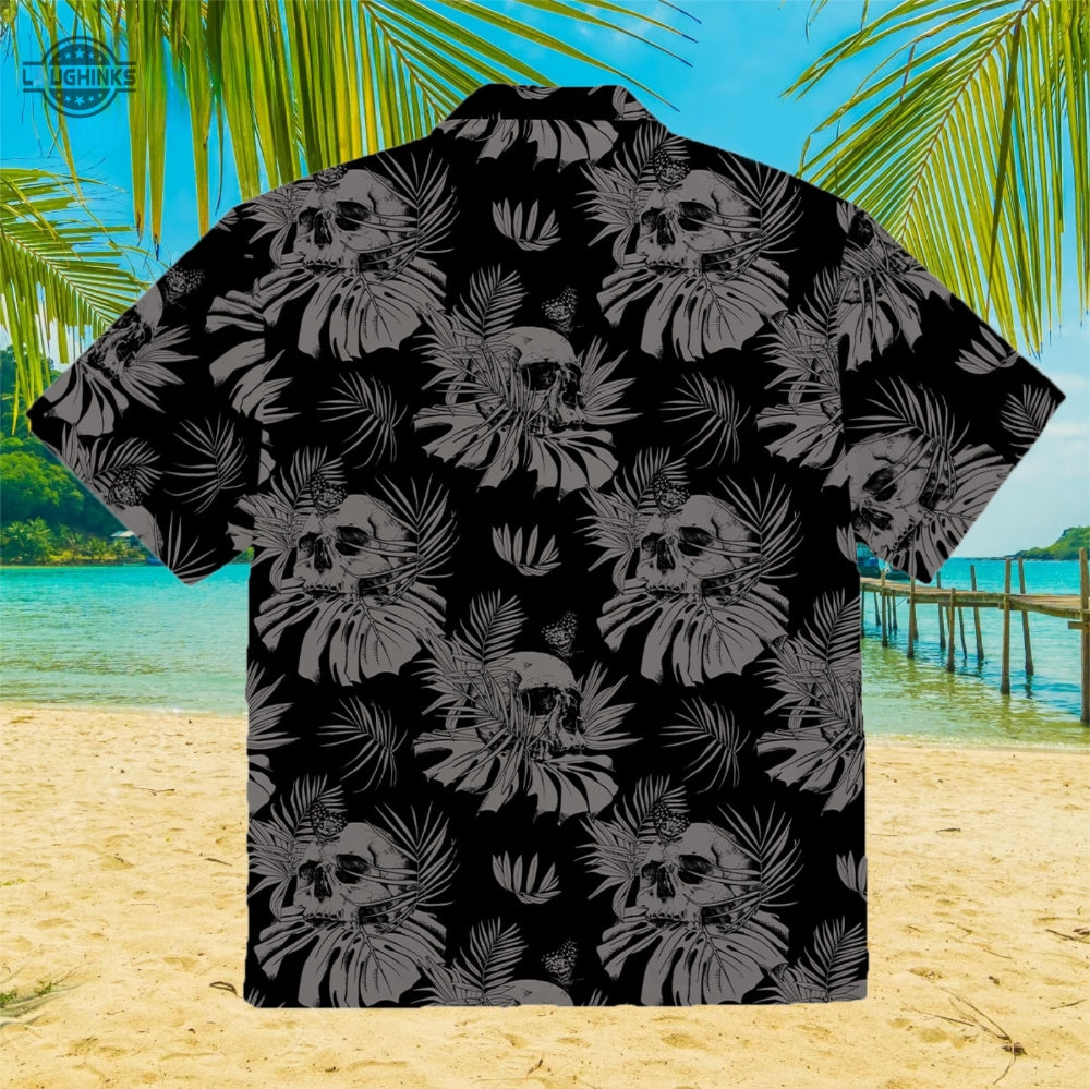 Black Goth Hawaiian Shirt And Shorts Best Goth Shirts Goth Clothing Goth Clothes Mens Black Hawaiian Shirt Skull Hawaiian Shirt Gothic Hawaiian Shirt