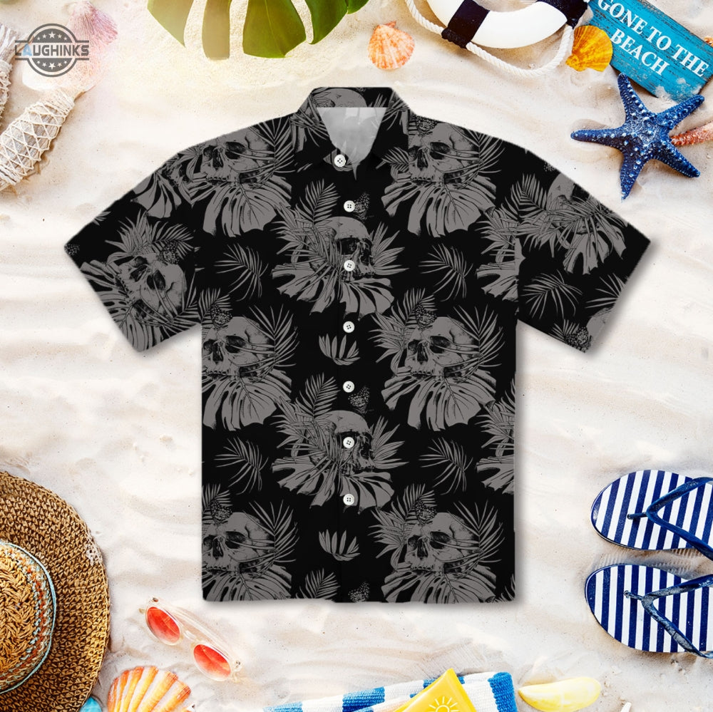 Black Goth Hawaiian Shirt And Shorts Best Goth Shirts Goth Clothing Goth Clothes Mens Black Hawaiian Shirt Skull Hawaiian Shirt Gothic Hawaiian Shirt