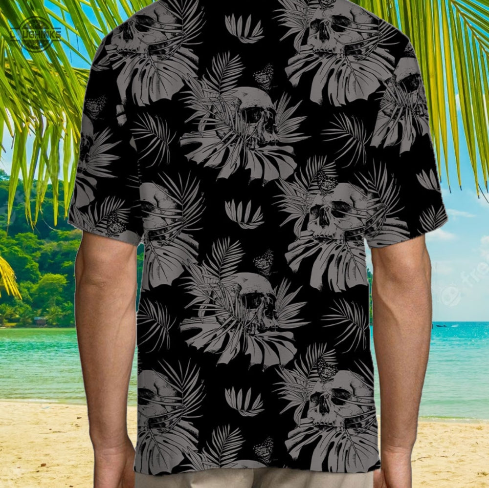 Black Goth Hawaiian Shirt And Shorts Best Goth Shirts Goth Clothing Goth Clothes Mens Black Hawaiian Shirt Skull Hawaiian Shirt Gothic Hawaiian Shirt