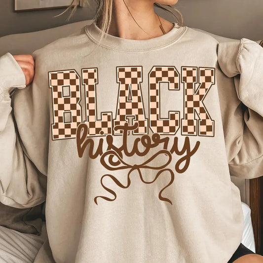 Black History Melanin Coquette Bow Shirt, Black History Month Coquette Bow Checkered Tee,  African American Sweatshirt, Black Magic Tee