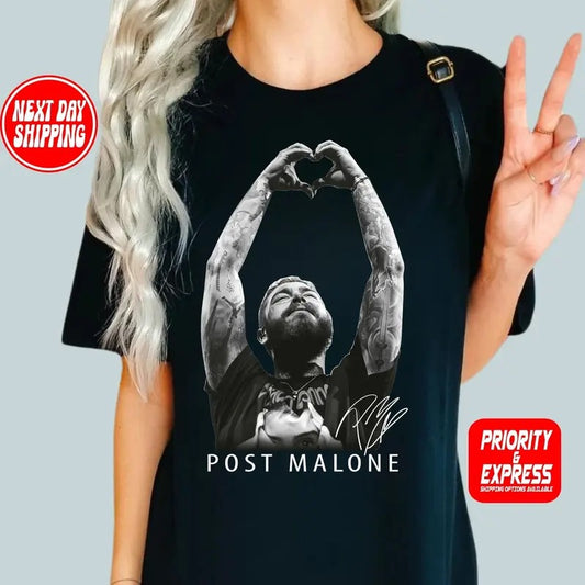 Black Post Malone Music Rap Vintage Graphic Shirt, Post Malone Tour Rapper Gift, Posty Tee, Rapper, Love Rapper Tshirt, Cotton Round Neck Tee, Unisex T-shirt for Men and Women Comfort Top Womenswear Sweatshirt