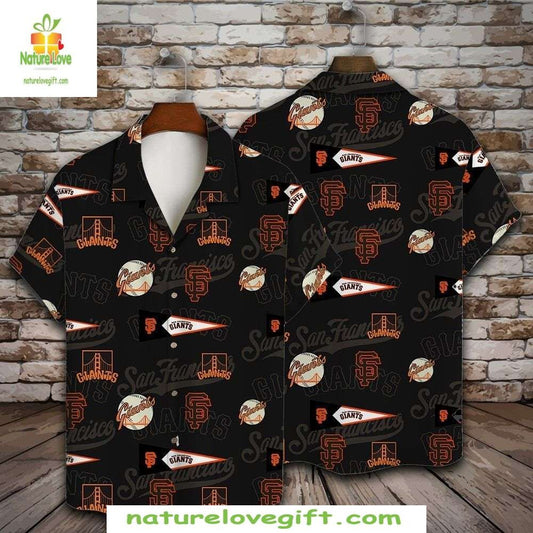 San Francisco Giants Hawaiian Shirt Black Baseball Fever Aloha Shirt