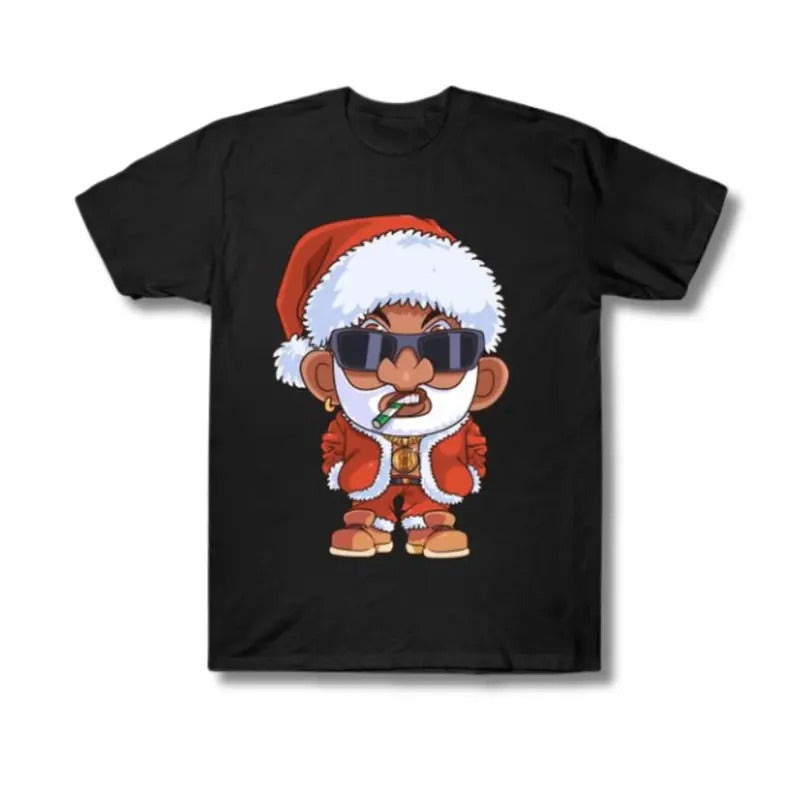 Black Santa Claus Gangster Christmas Graphic Tee, Sweatshirt, Hoodie Gift For Women Top Womenswear Underwear Humen Lady Comfort