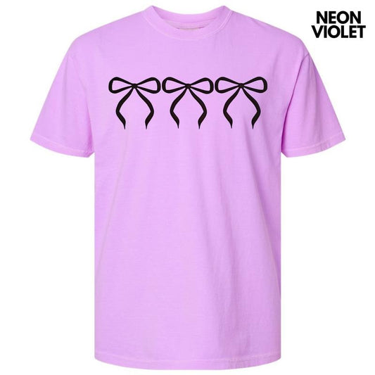 Black Triple Bows Puff Comfort Colors T-Shirt Hoodie, Sweatshirt | InkThreadWorks.com