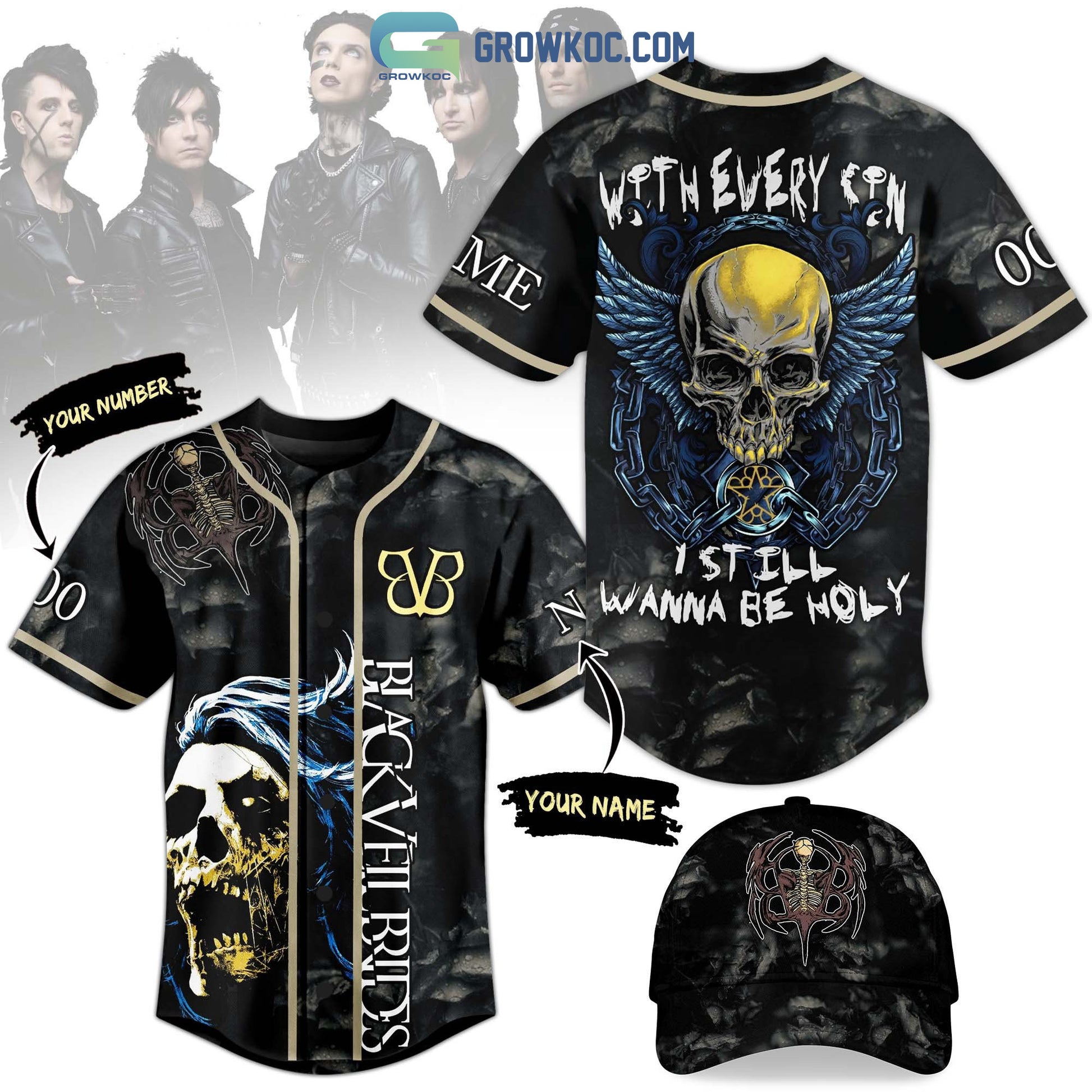 Black Veil Brides With Every Sin I Still Wanna Be Holy Personalized Baseball Jersey