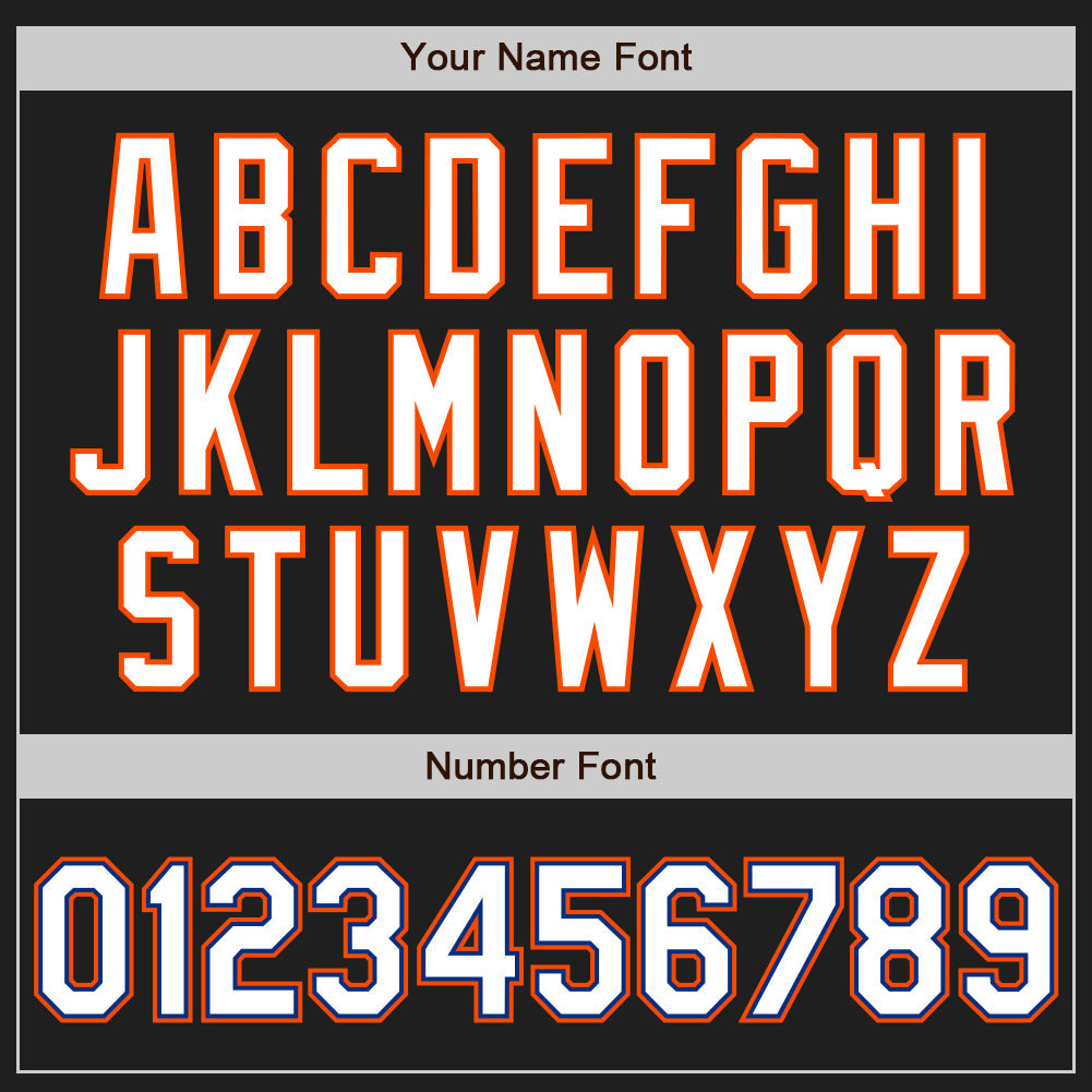 Custom Black White Royal-Orange Authentic Baseball Jersey