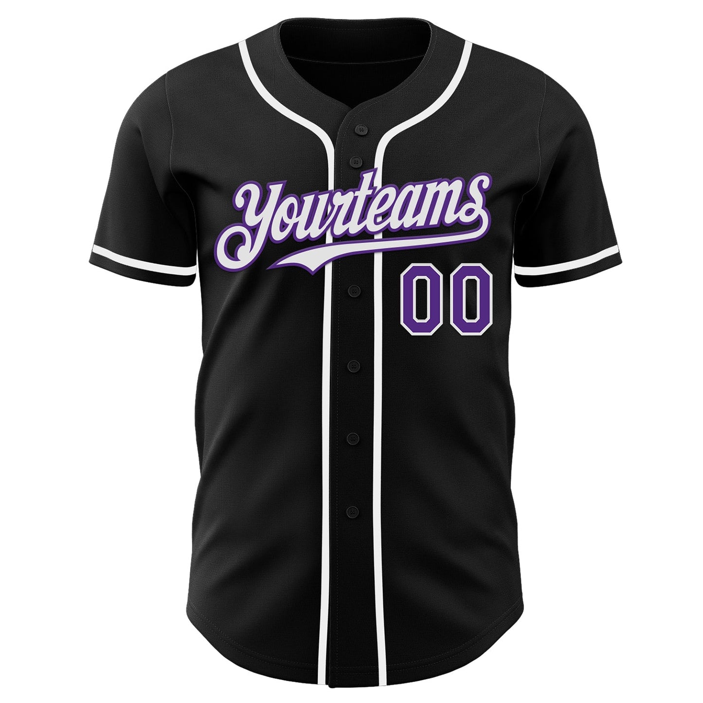 Custom Black Purple-White Authentic Baseball Jersey
