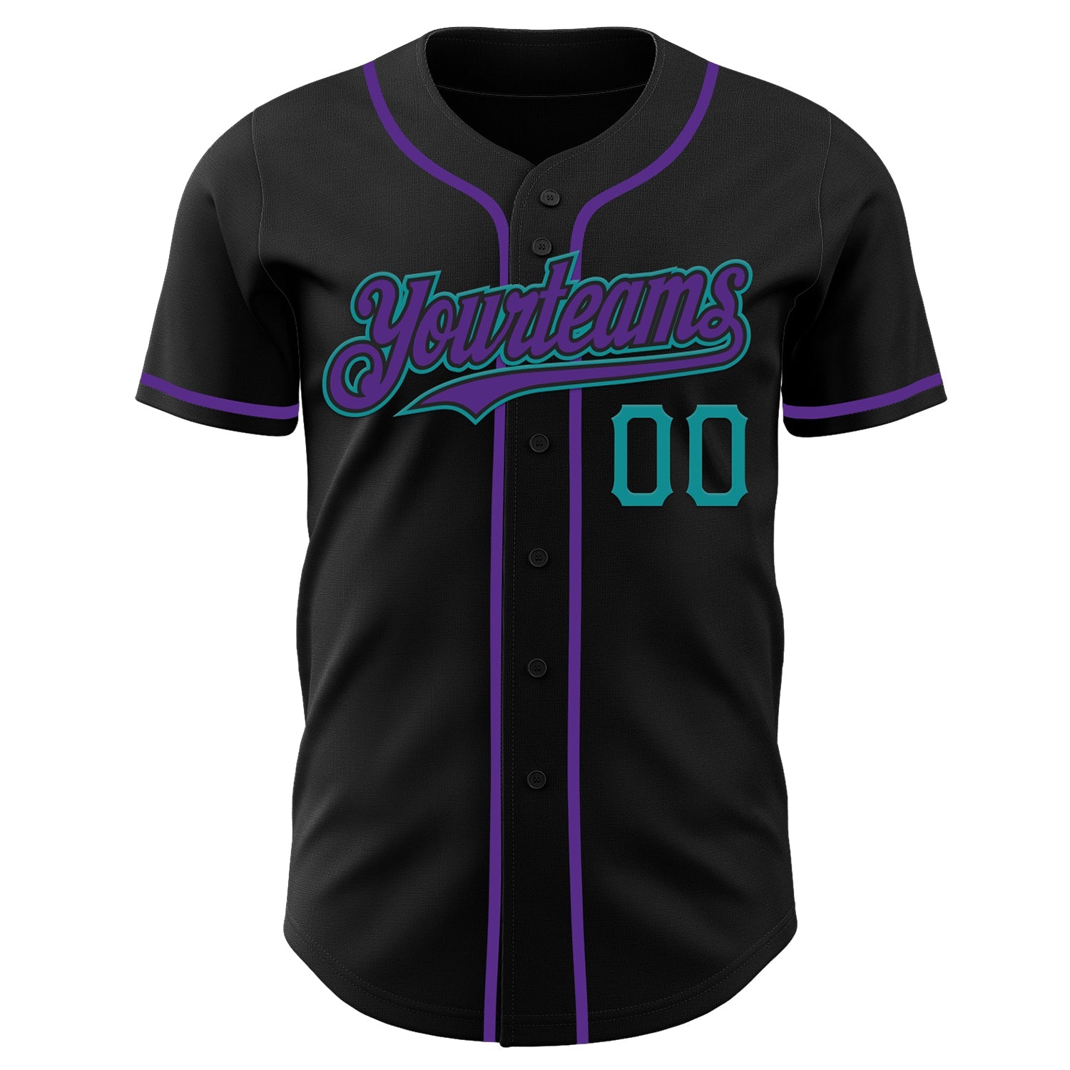 Custom Black Purple-Teal Authentic Baseball Jersey