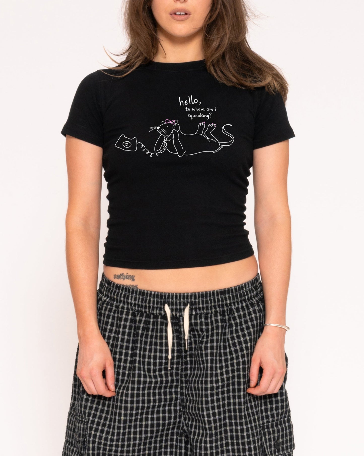 Hello, to Whom Am I Squeaking? Longline Baby Tee