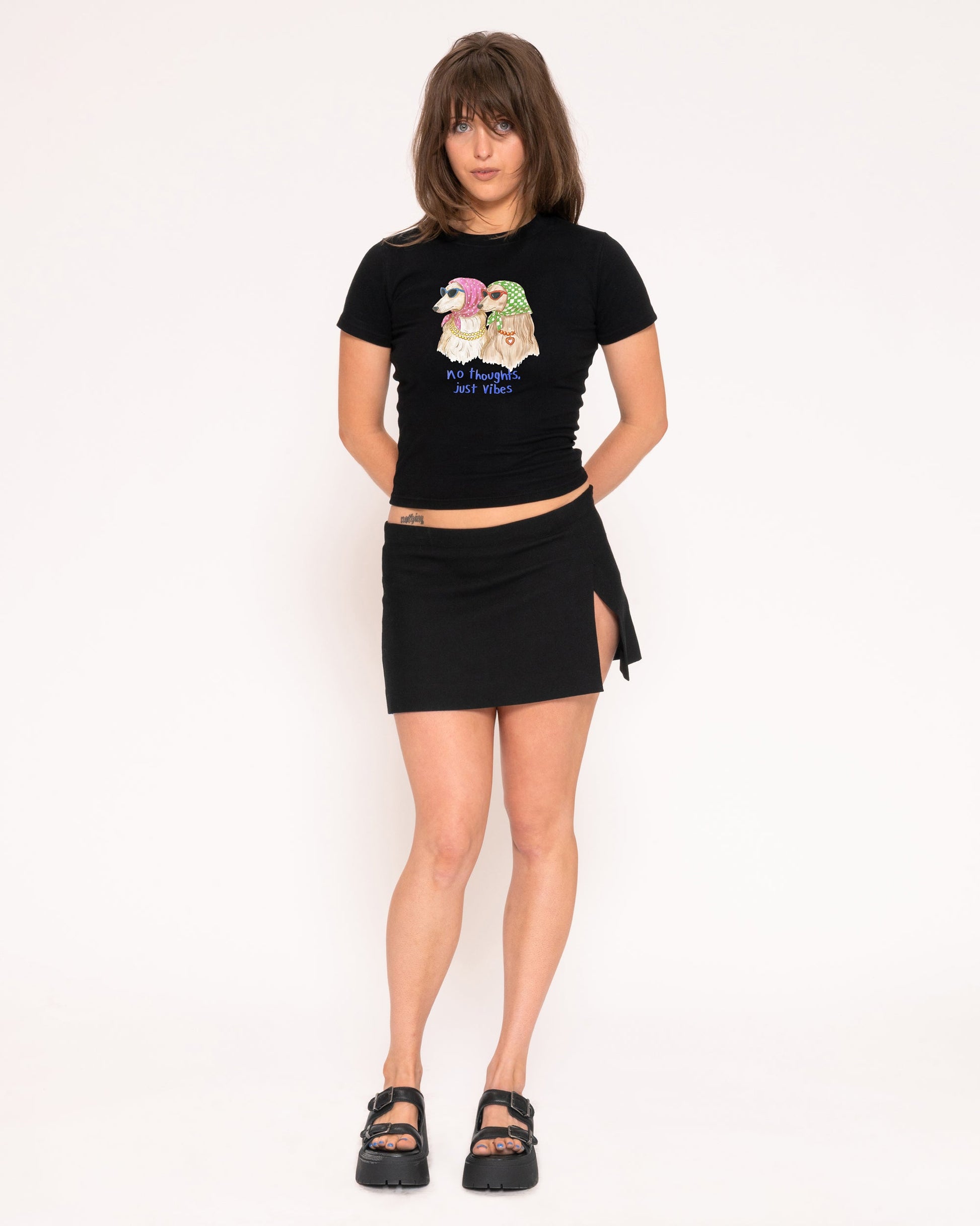 No Thoughts, Just Vibes Longline Baby Tee